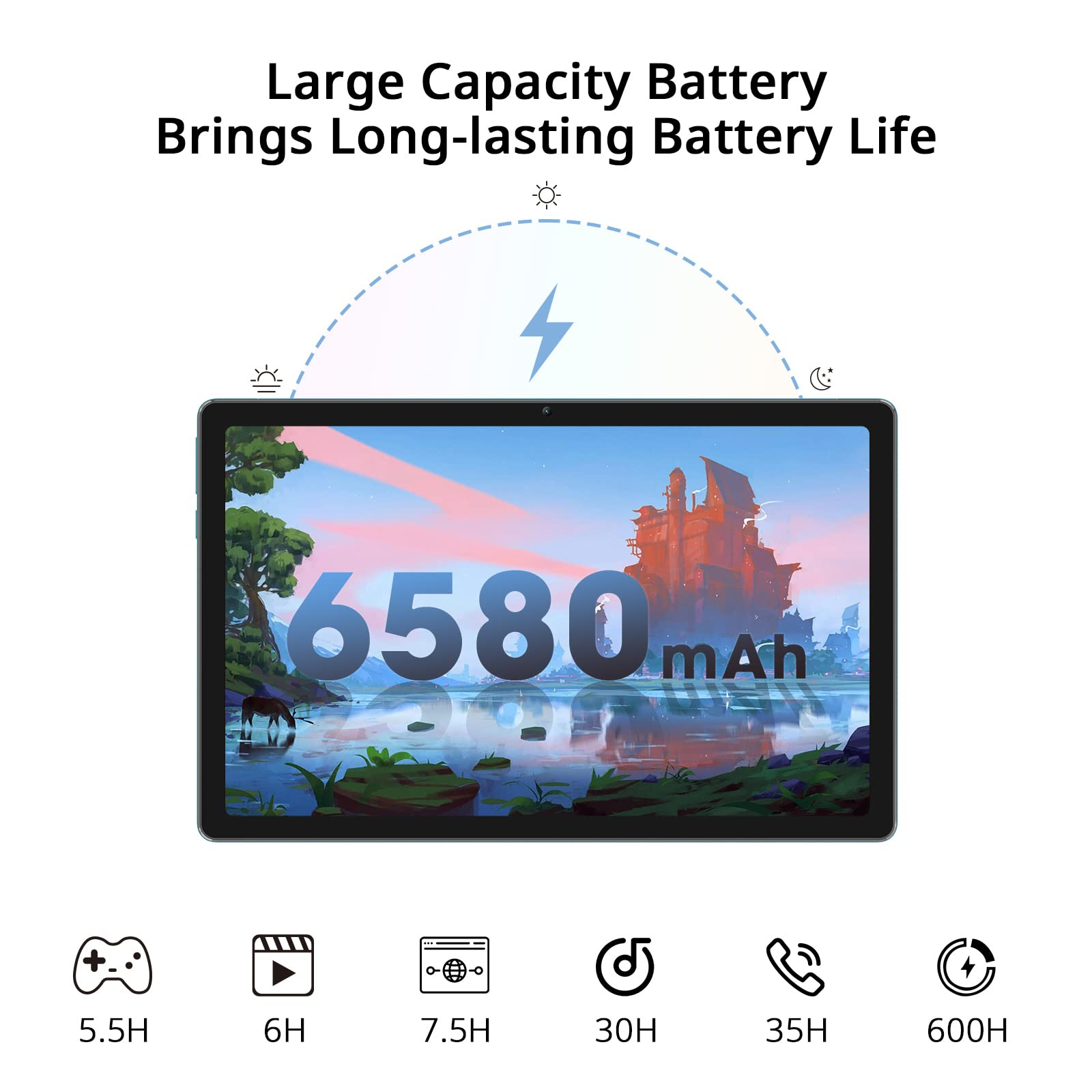 Gaming Tablet, Android Tablet with 8GB+128GB, 5G WiFi