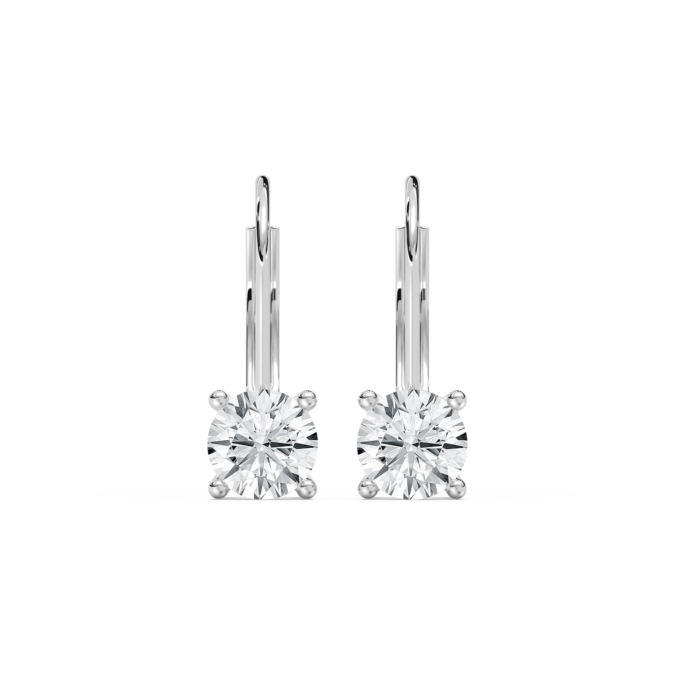 Round Lab Grown Diamond Leverback Basket Drop Earrings