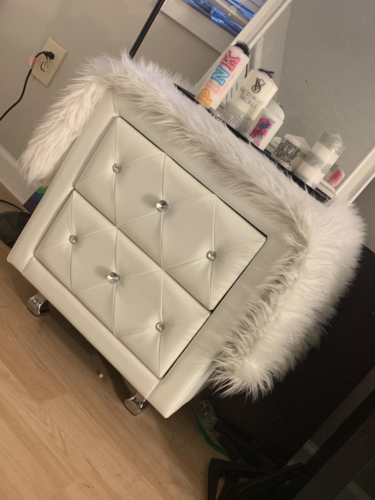 Stella Crystal Tufted Upholstered Modern Nightstand