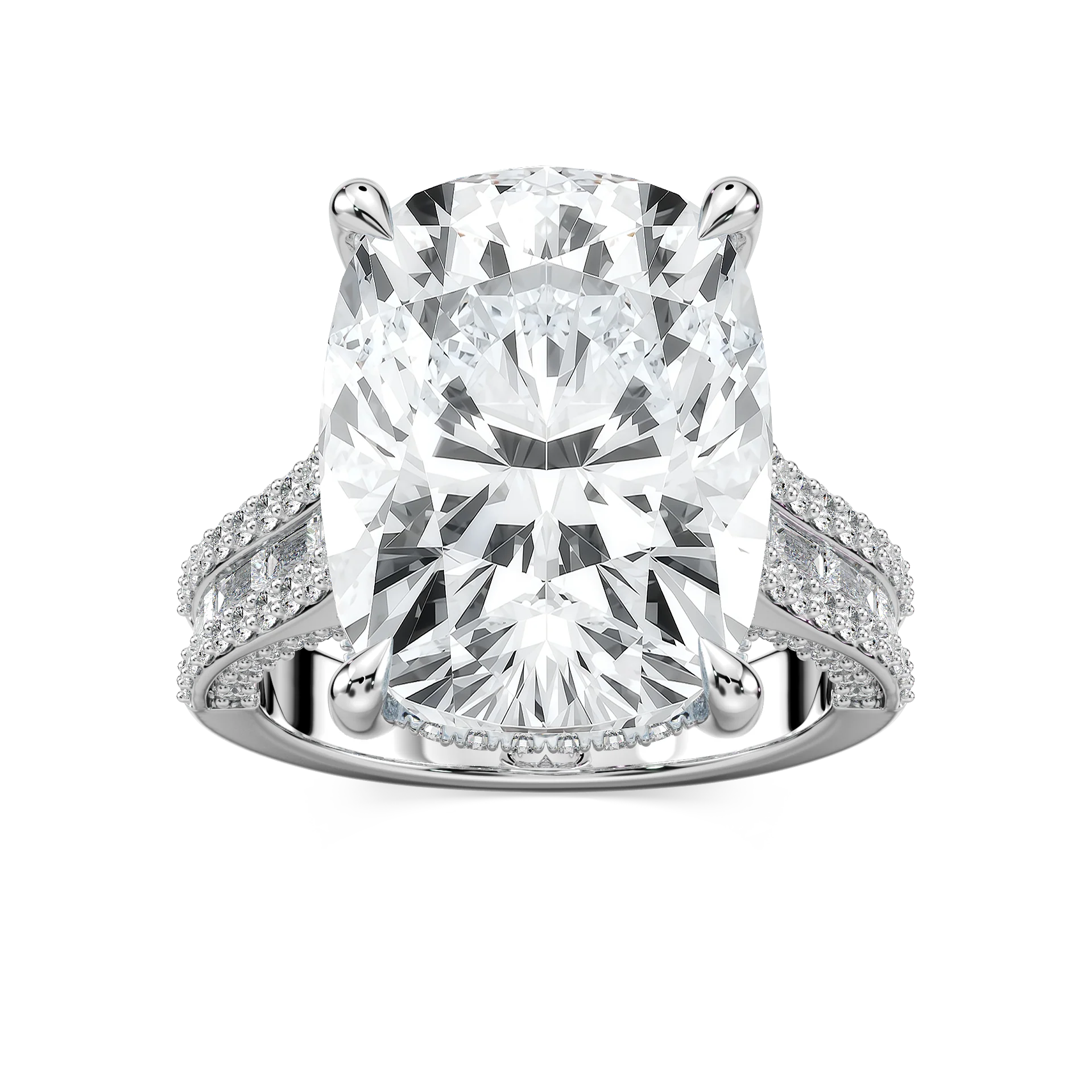 Kristina 17 ⅓ ctw Elongated Cushion Lab Grown Diamond Hidden Halo Engagement Ring - Signature Collection