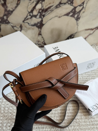 Loewe Mini Gate Dual Two-tone Leather Crossbody Saddle Bag
