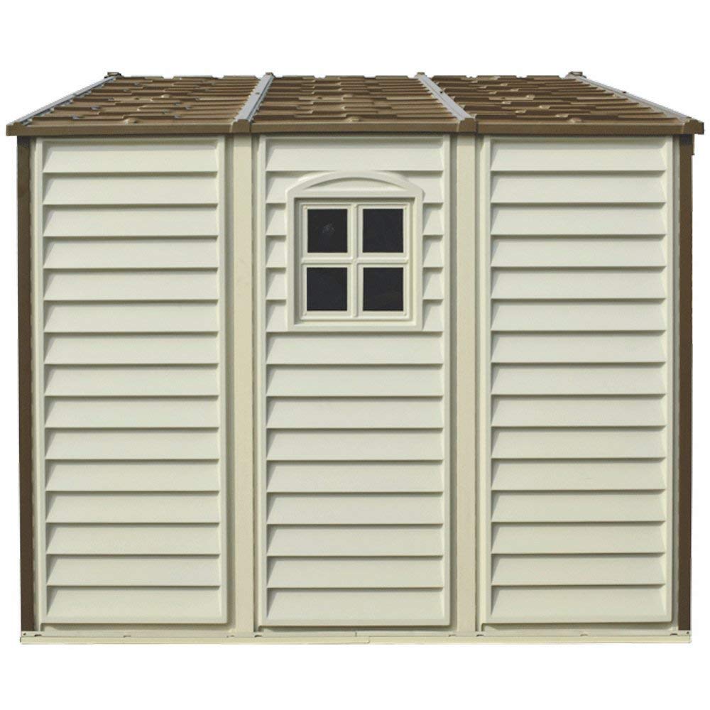 10x8 Feet V2 Wood Side Vinyl Shed - Ivory/Brown