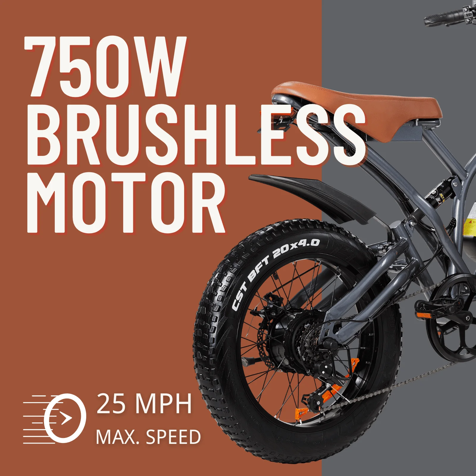Jansno X50 20in Fat Tire Electric Bike, 750W, 48V 12.8Ah