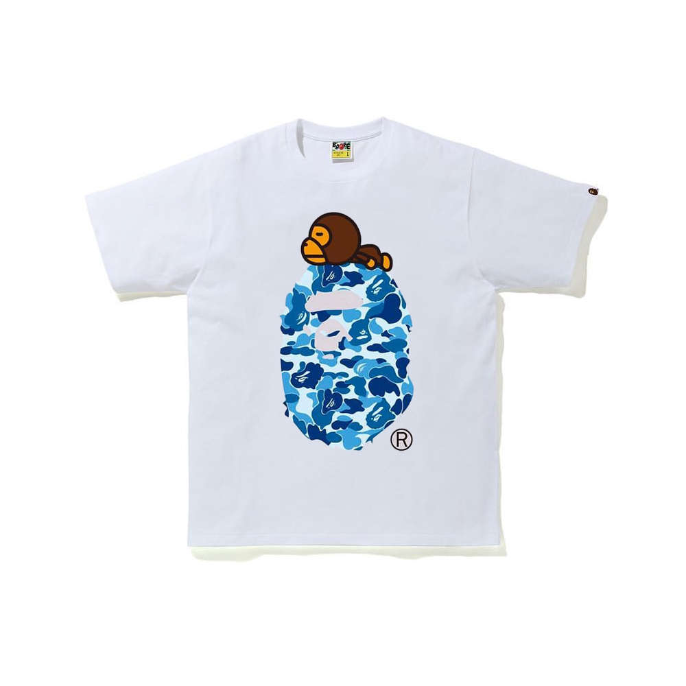 BAPE T-shirt White/Black 713 + Denim Tears The Cotton Wreath Shorts Grey