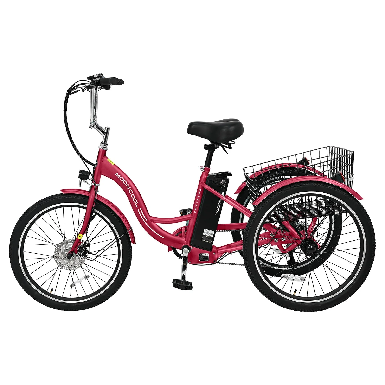 Lilypelle 24in Electric Tricycle with Basket, 350W, 36V 10.4Ah