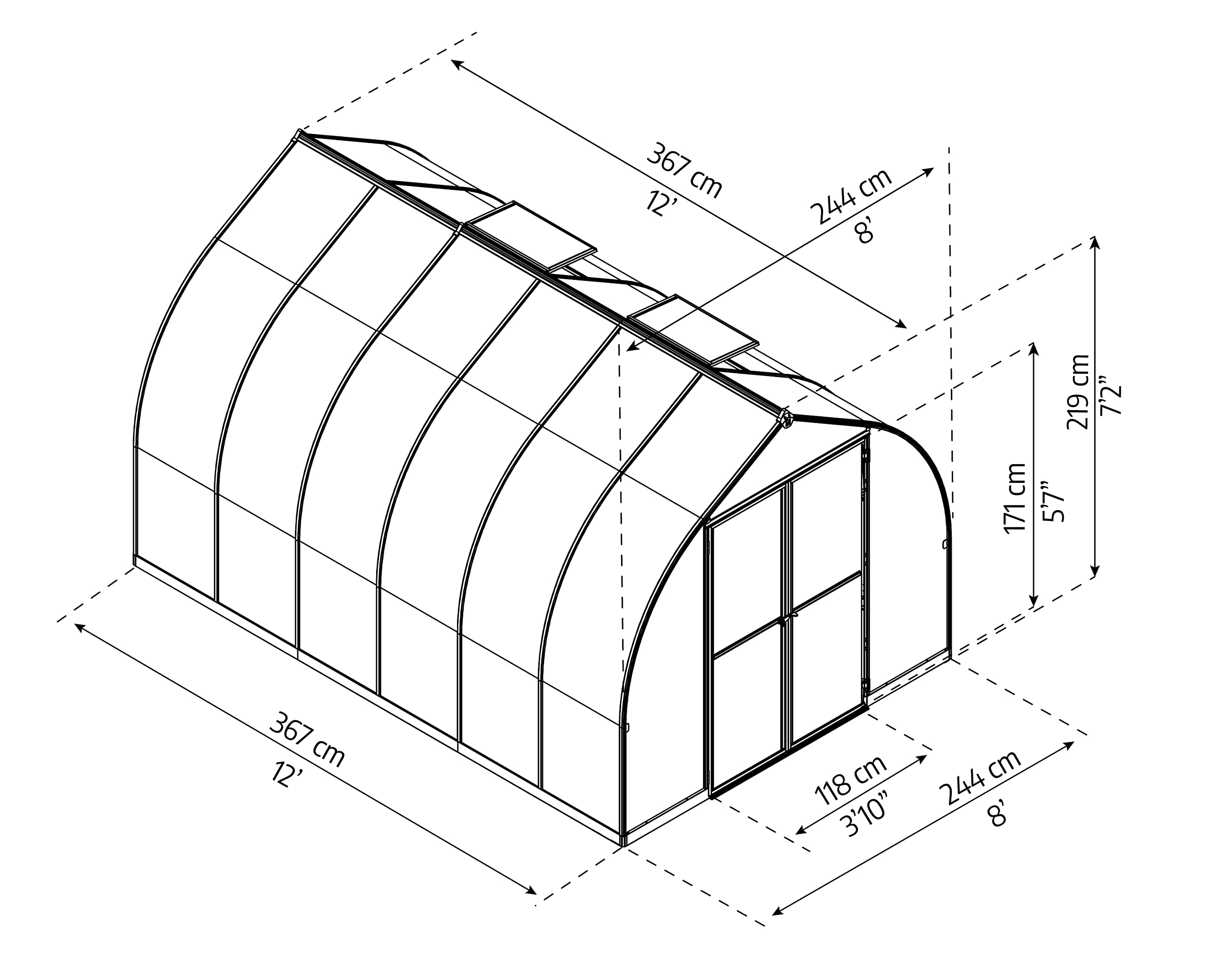 Bella Hobby Greenhouse, Silver with Twin Wall Glazing