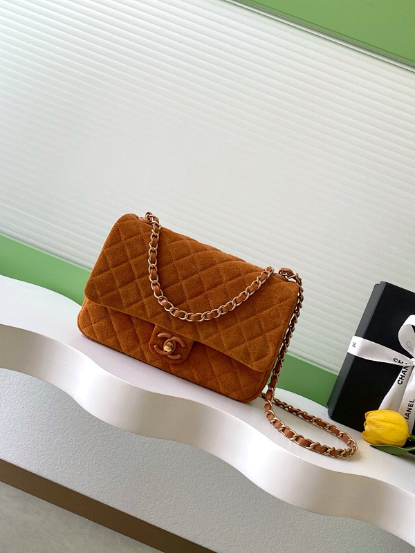 Chanel Suede Brown Classic Flap Bag Mini