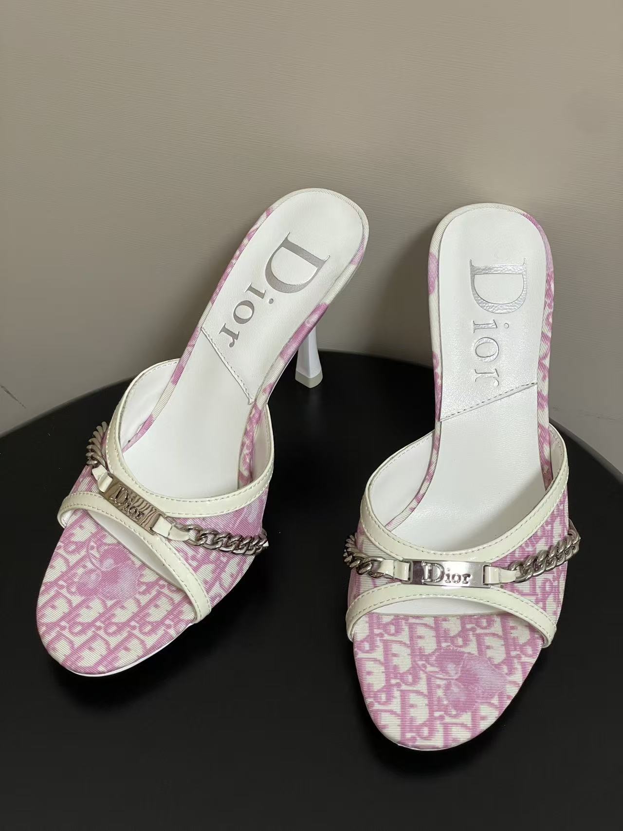 Dior 25SS Vintage Chain High-Heeled Sandals shoes