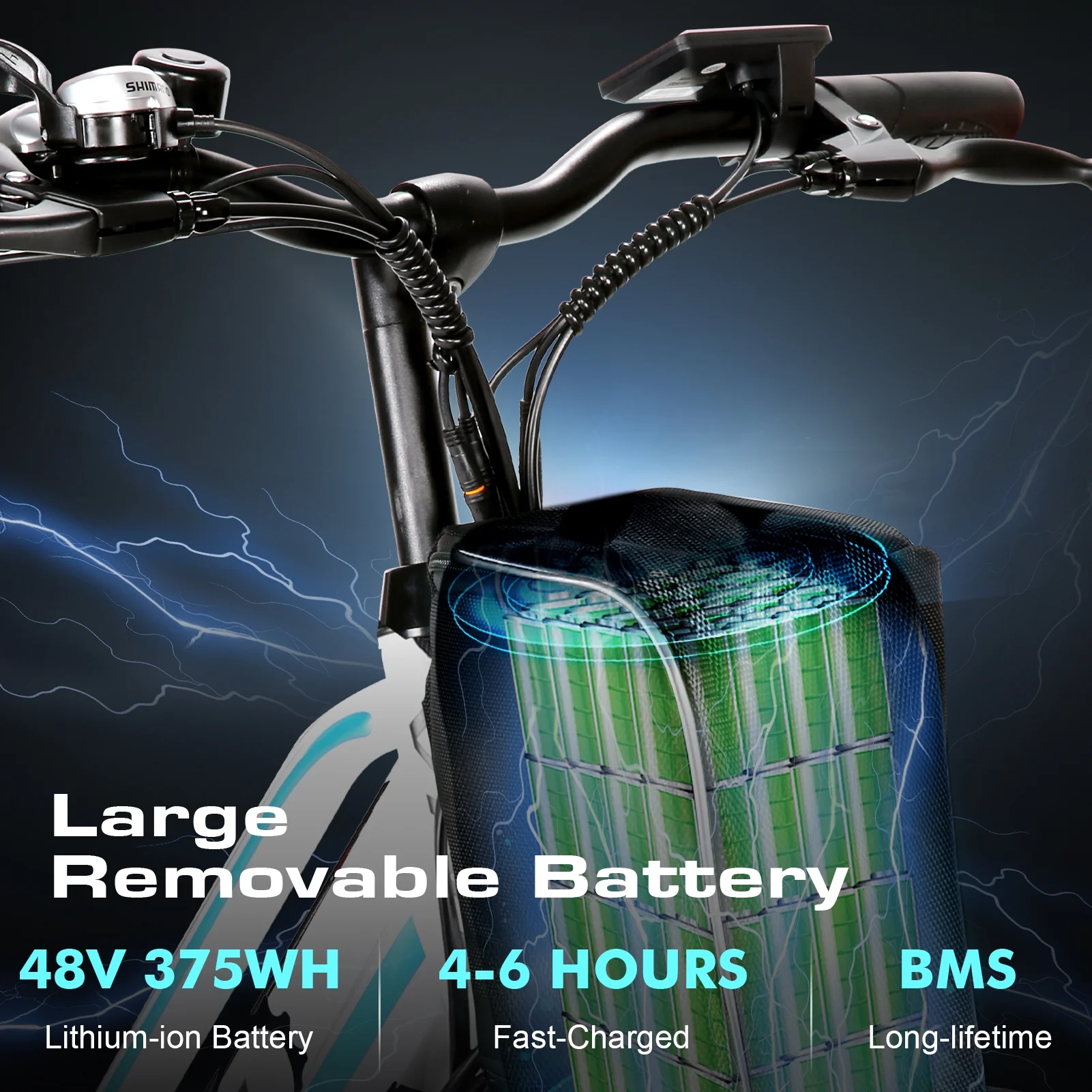 Vivi 26in Step-Through Electric Cruiser Bike, 500W, 48V