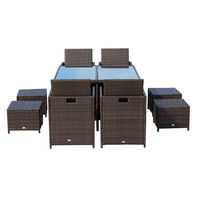 Patio Dining Sets Space Saving Rattan Chairs with Glass Table