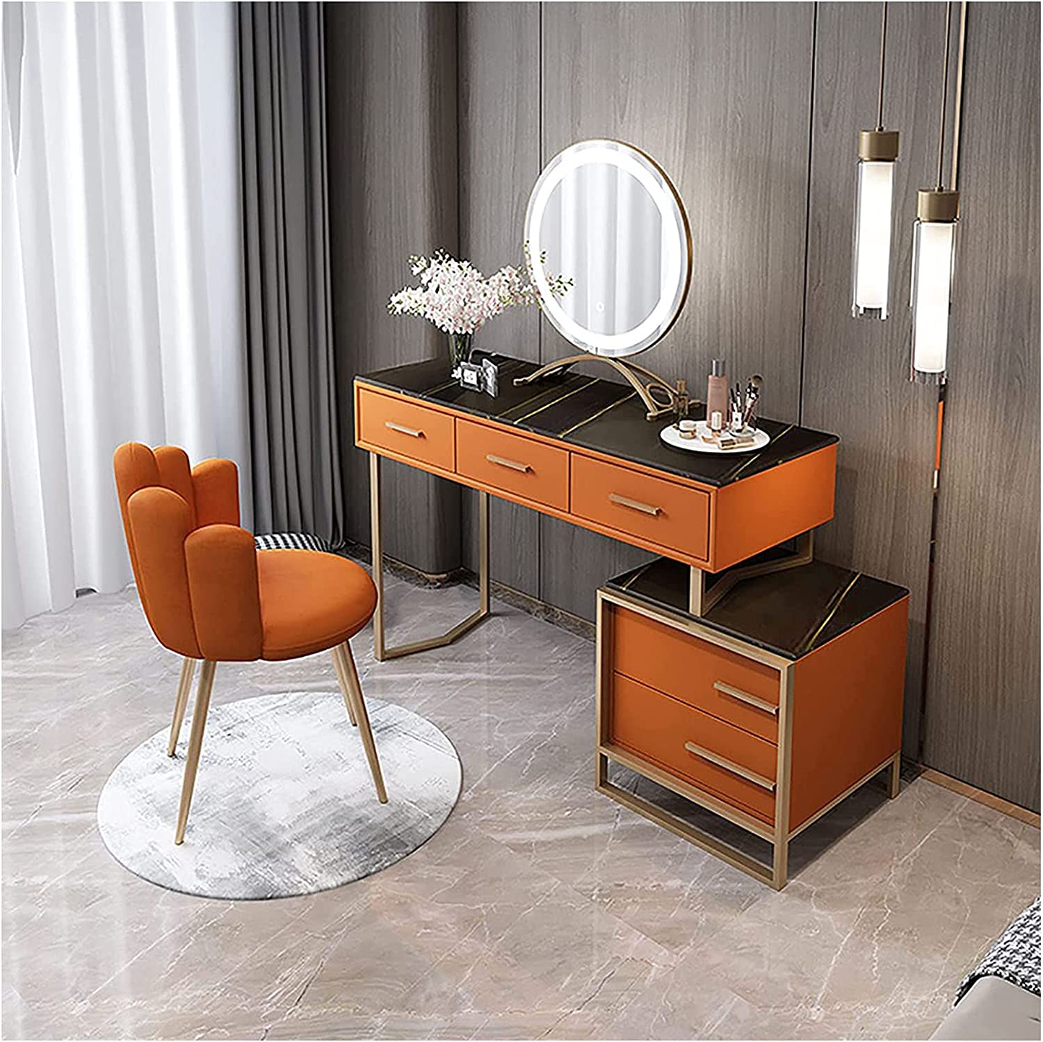 Makeup Table with Marble Textured