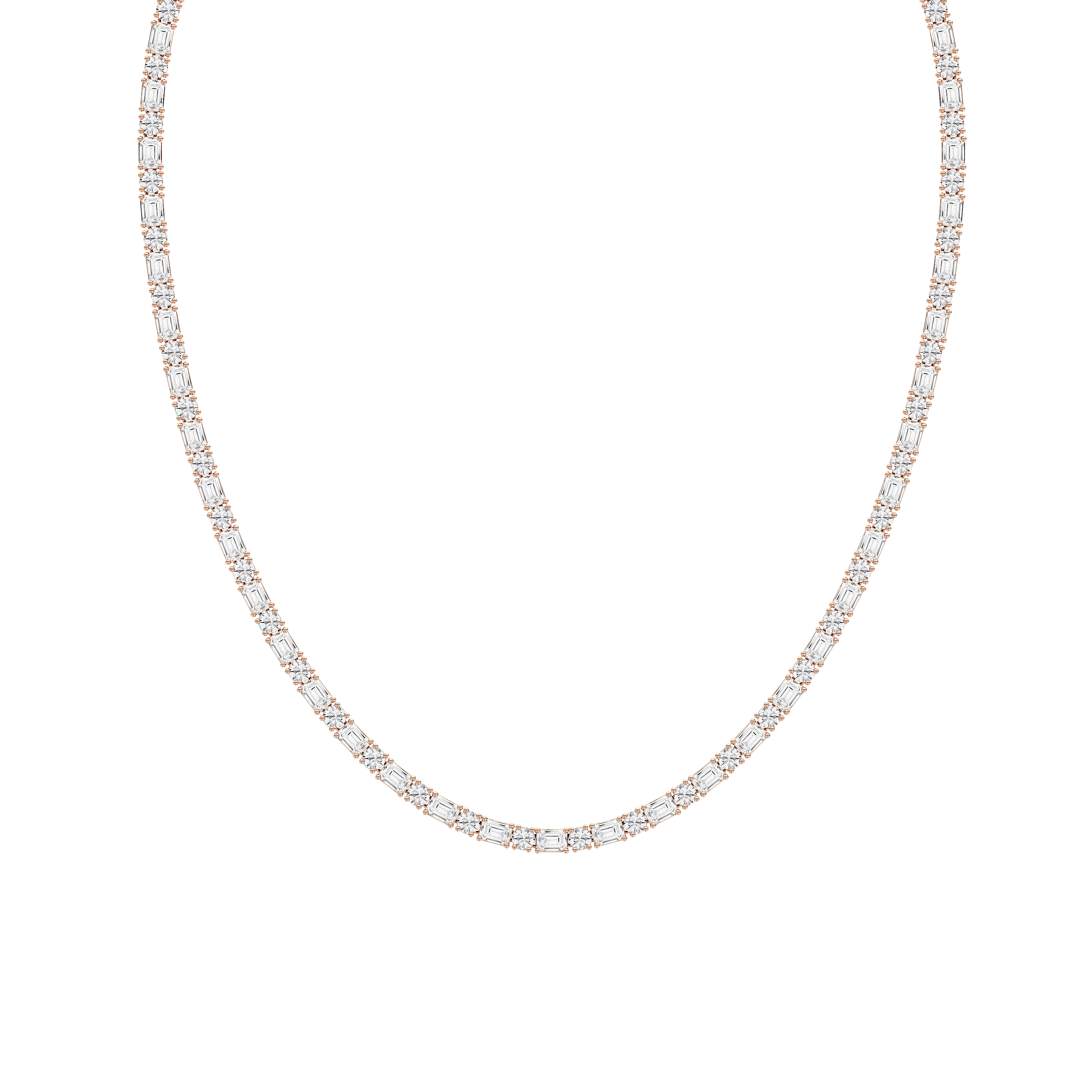 21 ctw Emerald and Round Lab Grown Diamond Classic Tennis Necklace - 18 Inches - Signature Collection