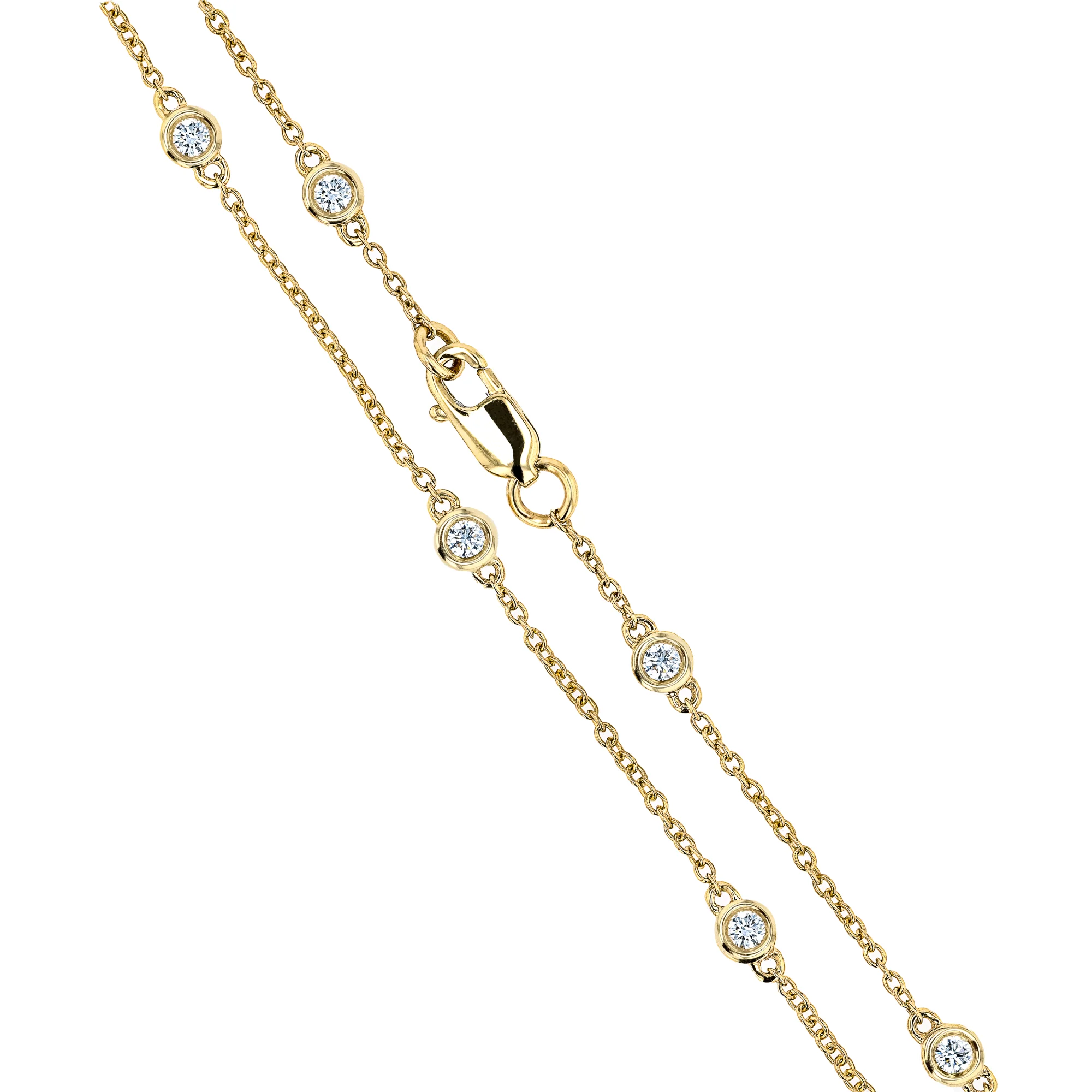 Round Lab Grown Diamond Seven Station Adjustable Necklace - 16 to 24 Inches