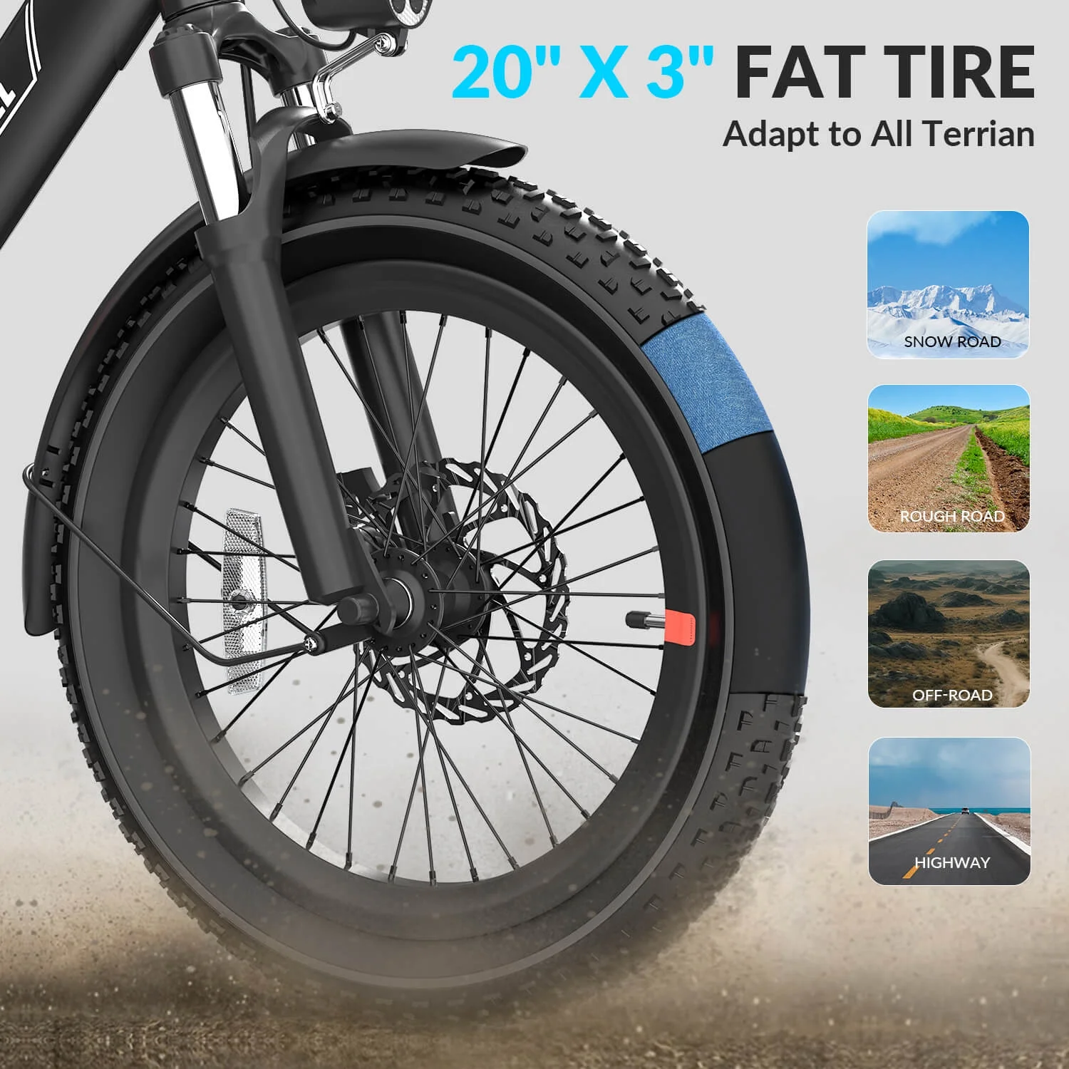 5TH WHEEL W11B 20in Folding Fat Tire Electric Bike, 500W