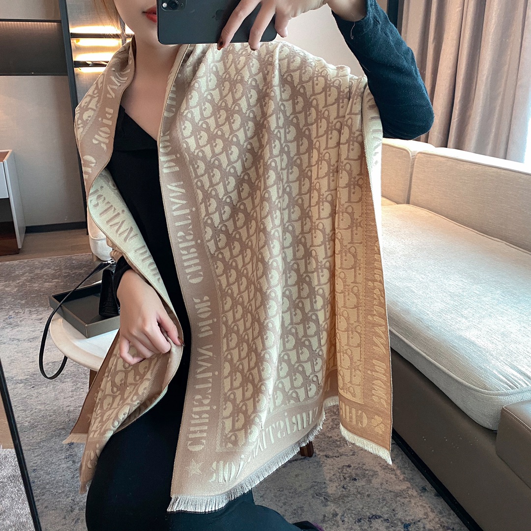 Dior Oblique Cashmere Scarf Beige