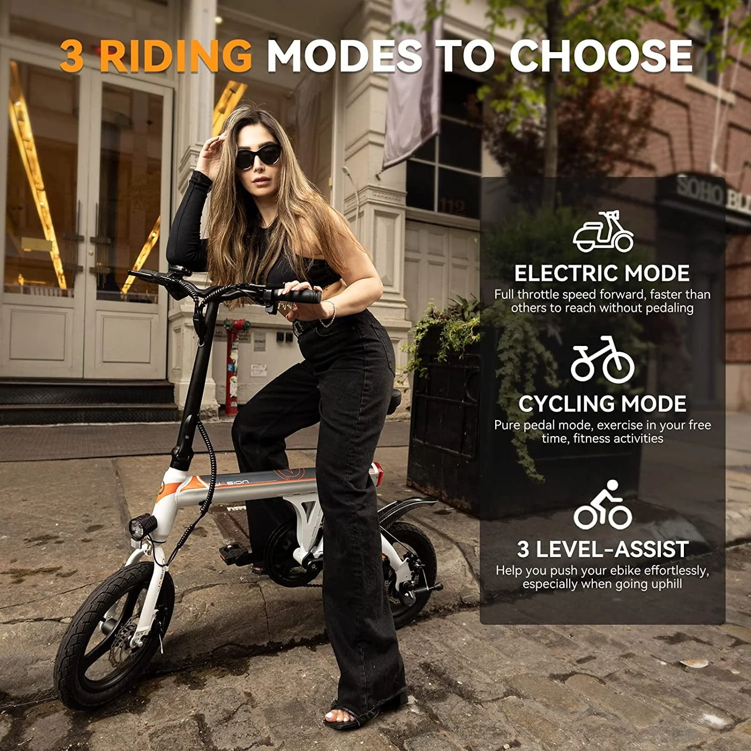 Jasion EB3 14in Folding Electric Bike, 350W, 36V 7.5Ah