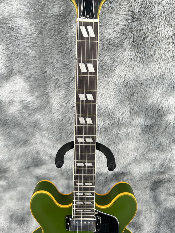 ES-335 Green Jazz Electric Guitar Chrome Part HH Pickup Semi Hollow 6 strings