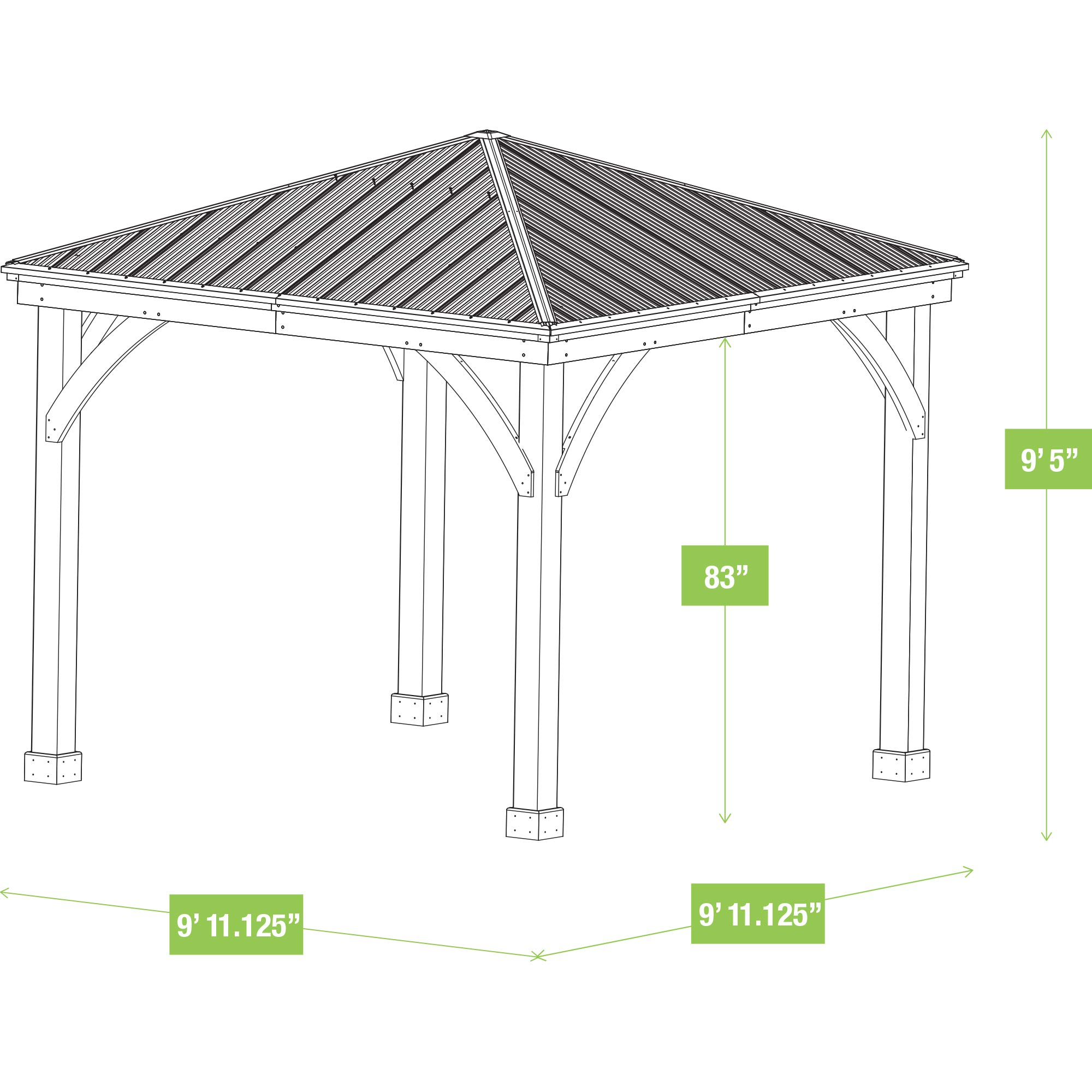 Meridian 10x10 Solid Wood Patio Gazebo