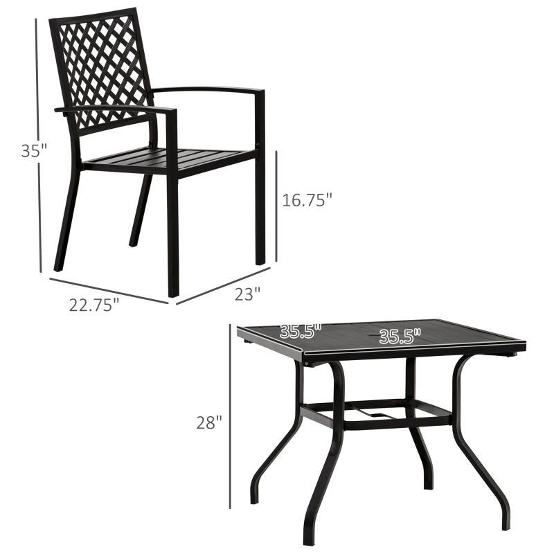 5 PCs Patio Dinning with Table Modern Stylish Chair Metal Frame
