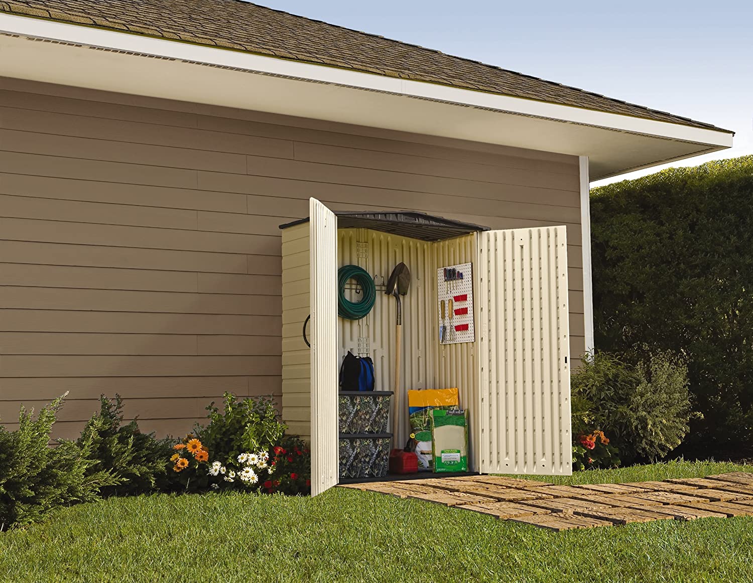 Large Plastic Vertical Resin Weather Resistant Storage Shed