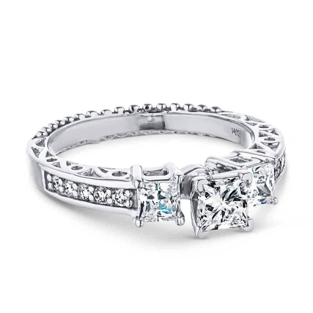 Julie Round Lab Grown Diamond Channel Three Stone Engagement Ring