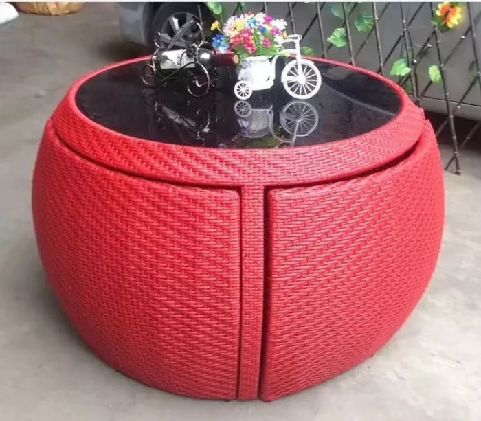 Outdoor balcony leisure rattan chair + table five-piece open