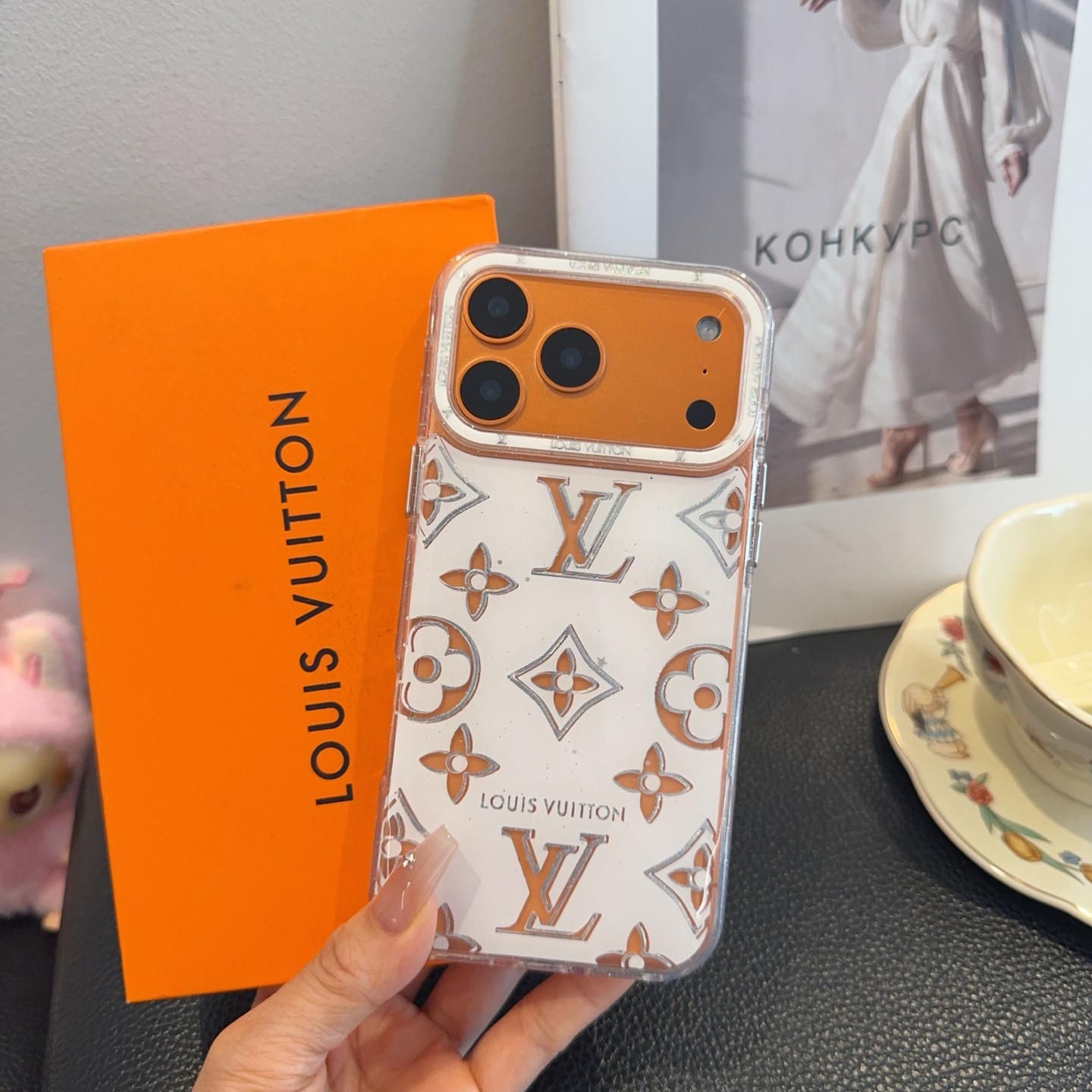 Louis Vuitton Transparent Glitter Monogram Electroplated Luxury Shockproof Phone Case