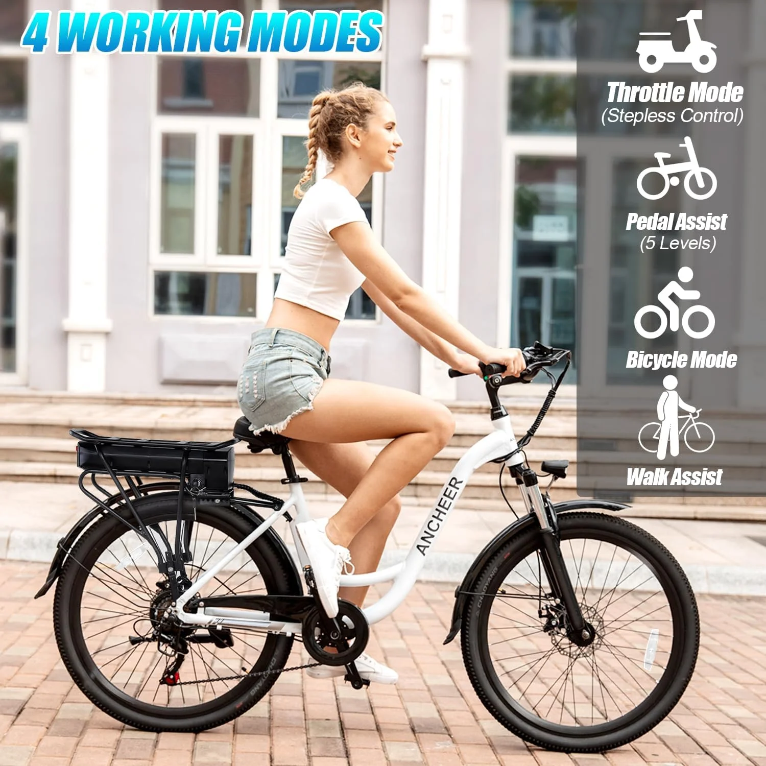 ANCHEER 26in Electric Commuter Bike, 500W, 48V 10.4Ah