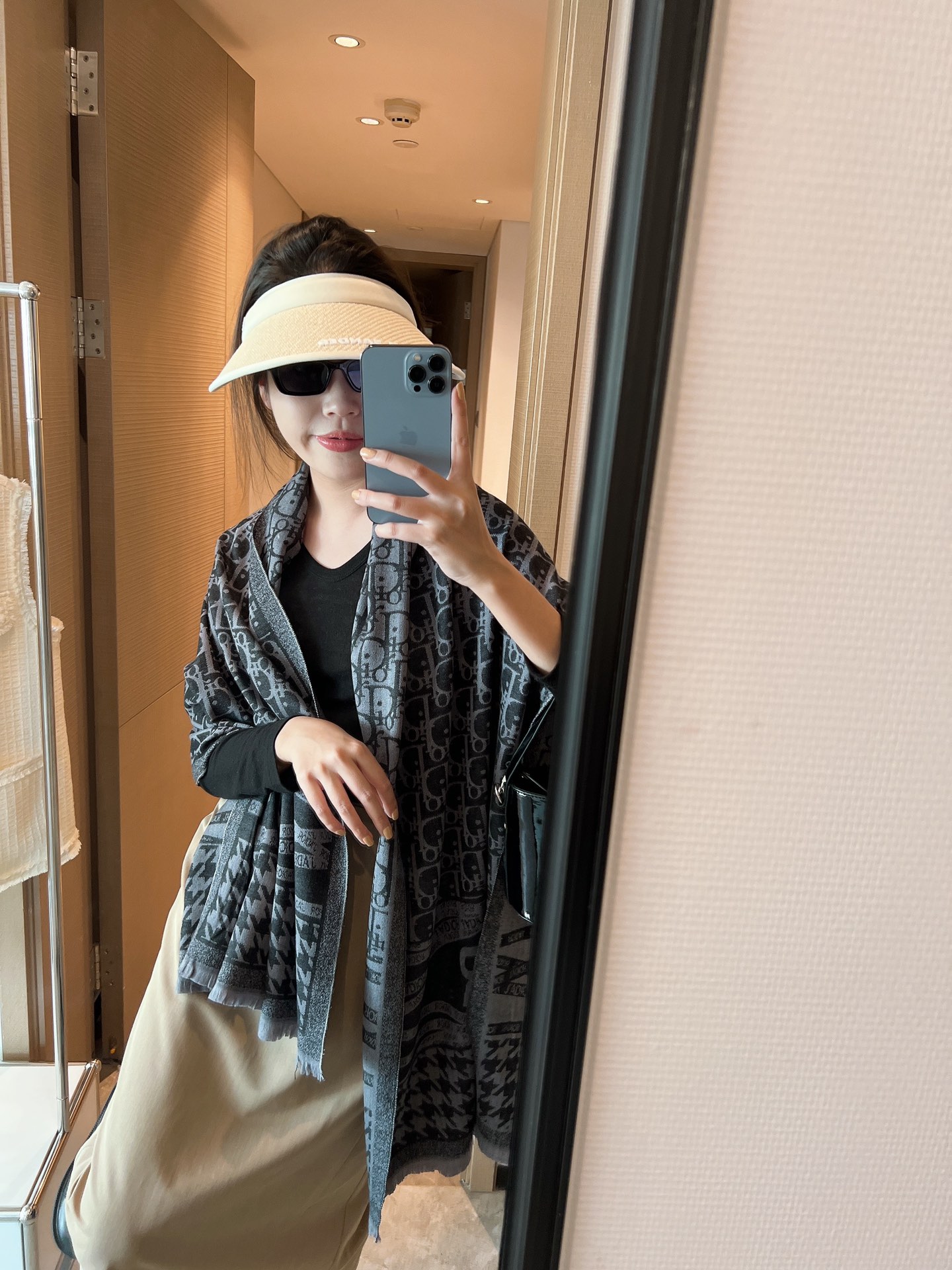 Dior Oblique Cashmere Scarf Black and Burgundy product images