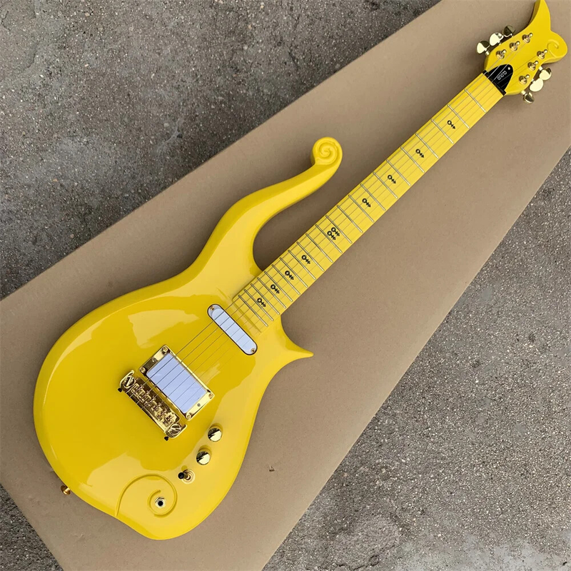 Yellow Prince Cloud Electric Guitar Alder Body Maple Neck, Metal Truss Rod Cover