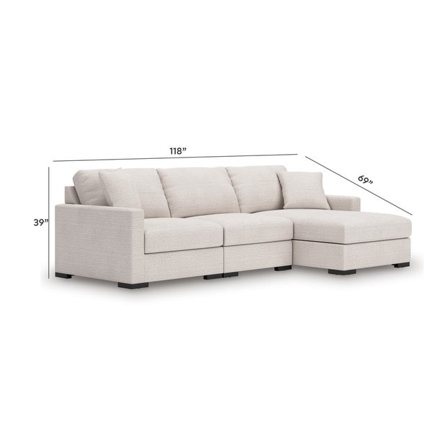 Omaha by Ashley 3-Piece Modular Next-Gen Nuvella™ Performance Fabric Sofa Chaise