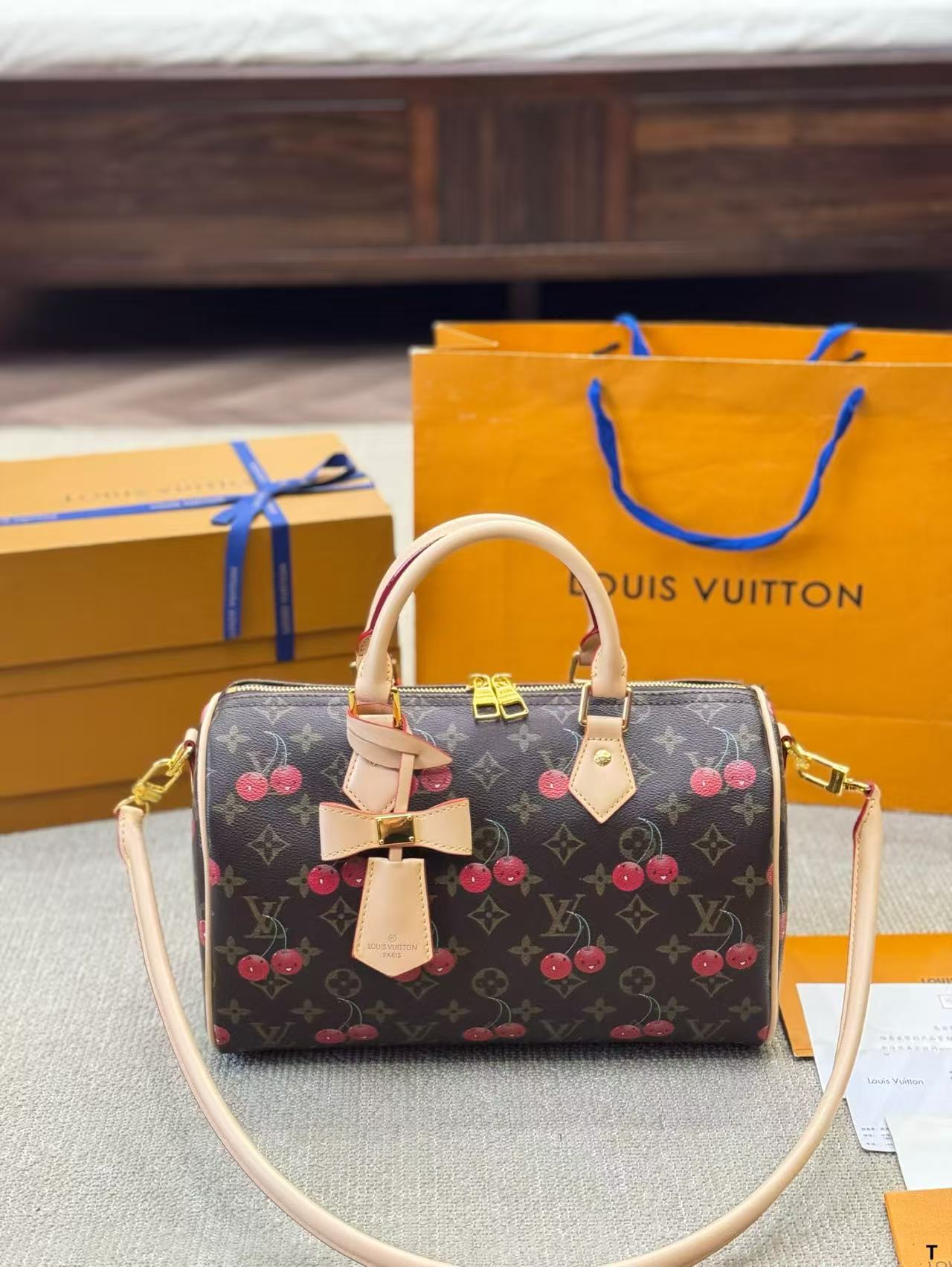 Louis Vuitton Speedy Cherry Print pillow bag