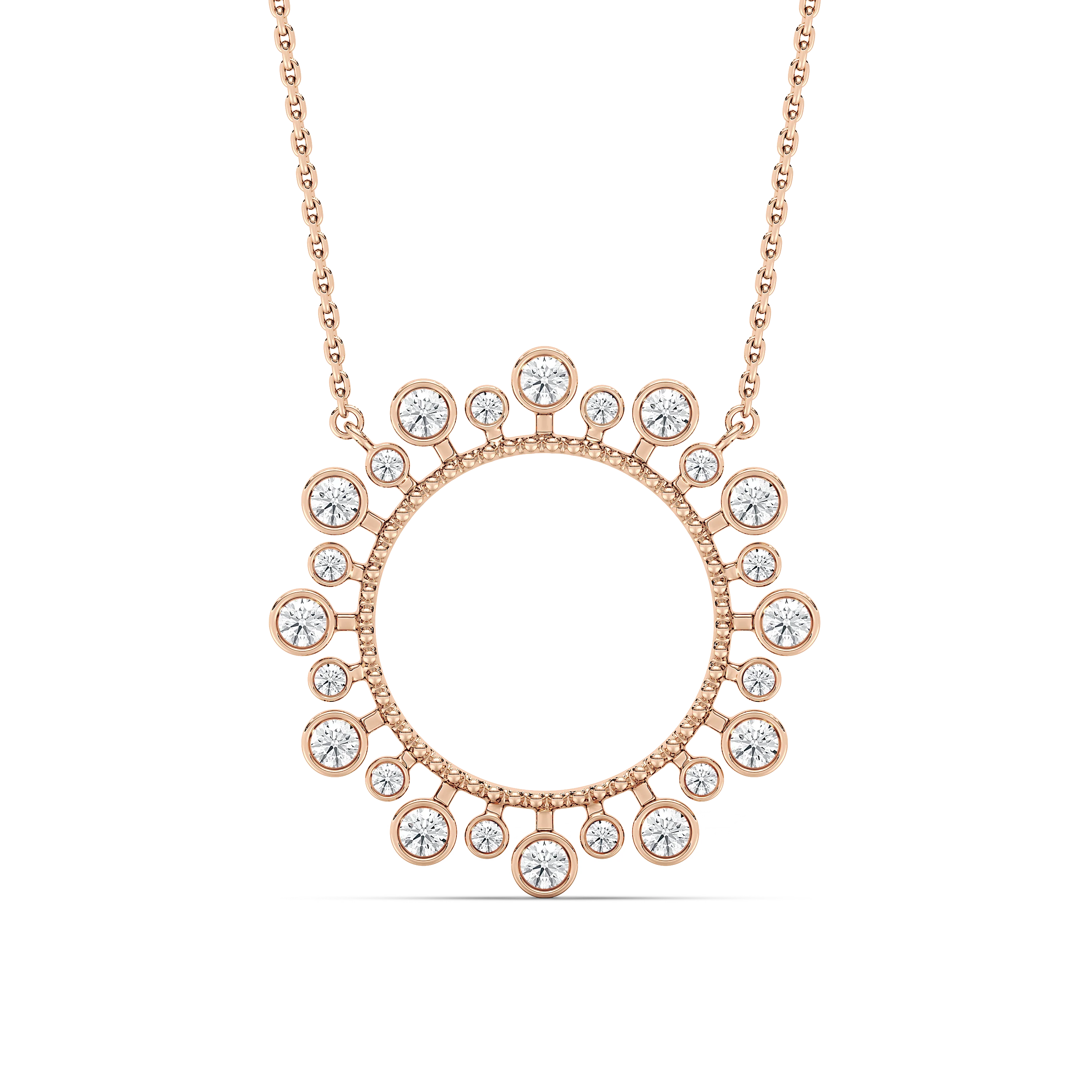 5/8 ctw Round Lab Grown Diamond Bezel Starburst Pendant  - 18 Inches