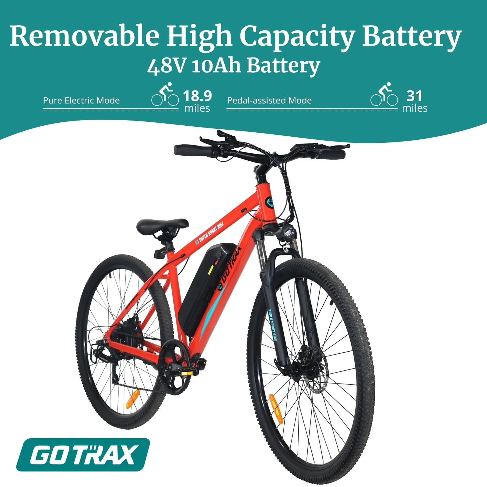 GOTRAX Traveler 29in Electric Bike, 500W, Orange