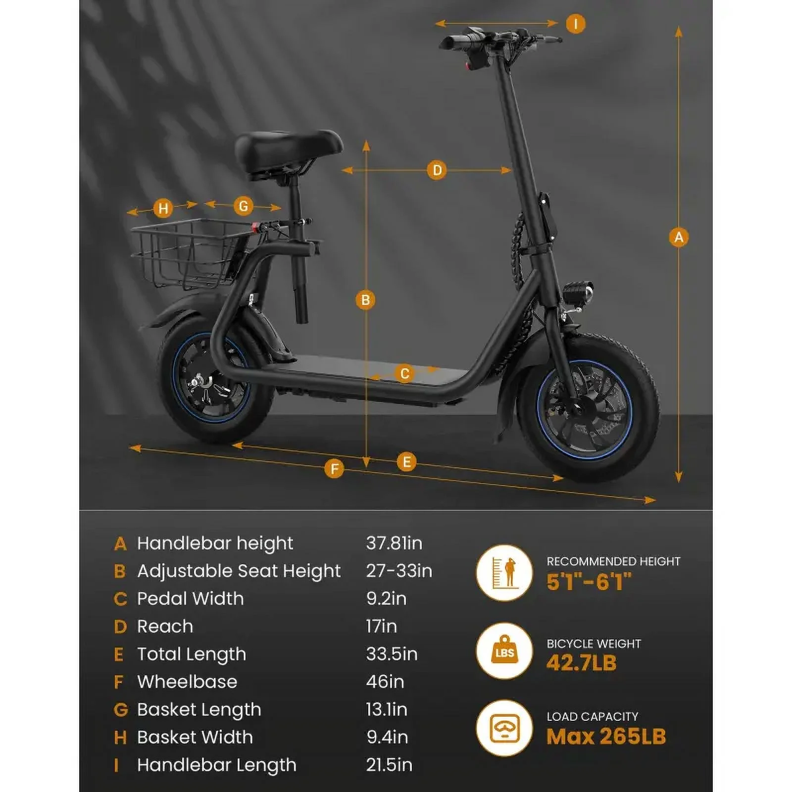 KEESTP Folding Electric Scooter with Pet Basket, 18.6mph