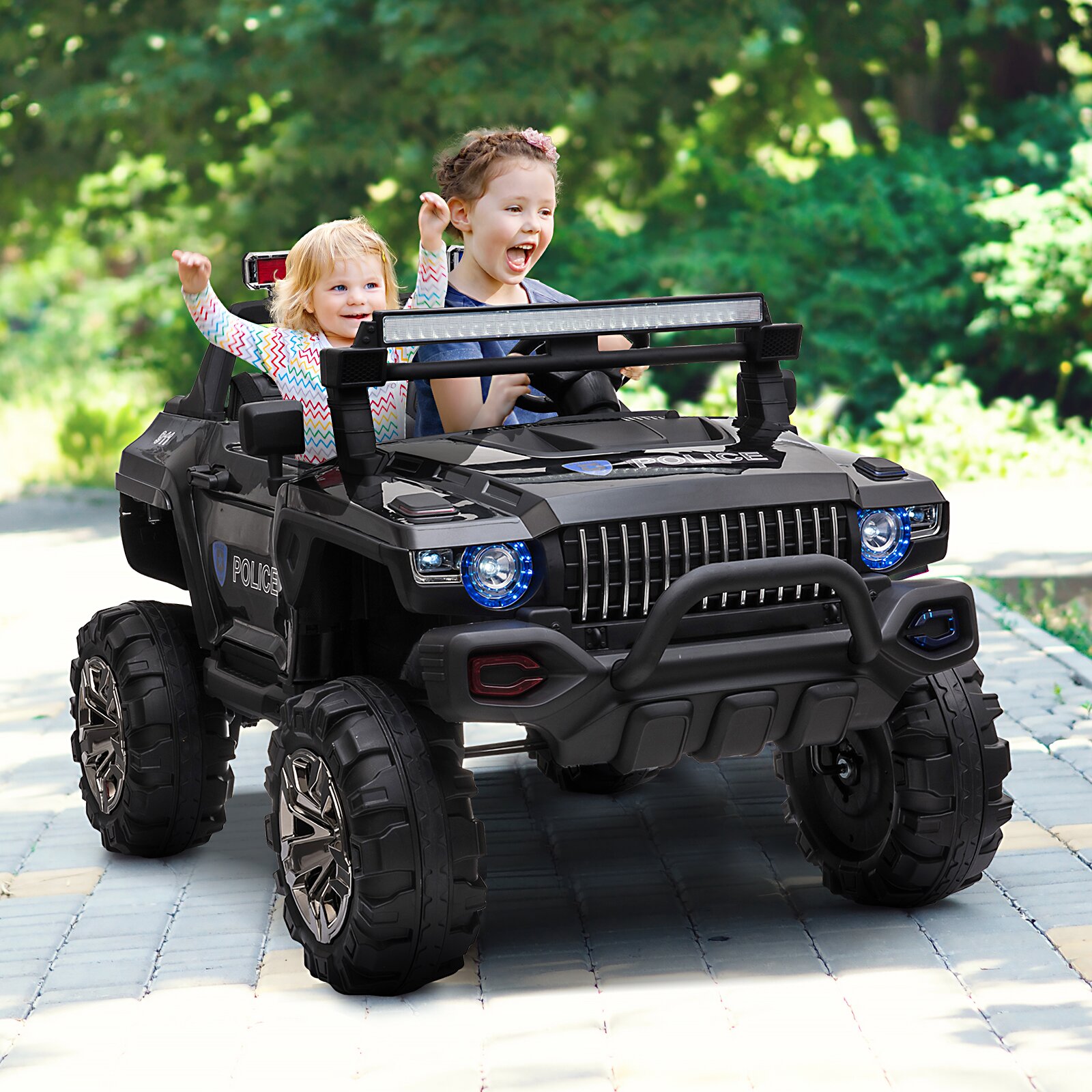 2-Seater Electric Ride on Police Car SUV Truck Toy