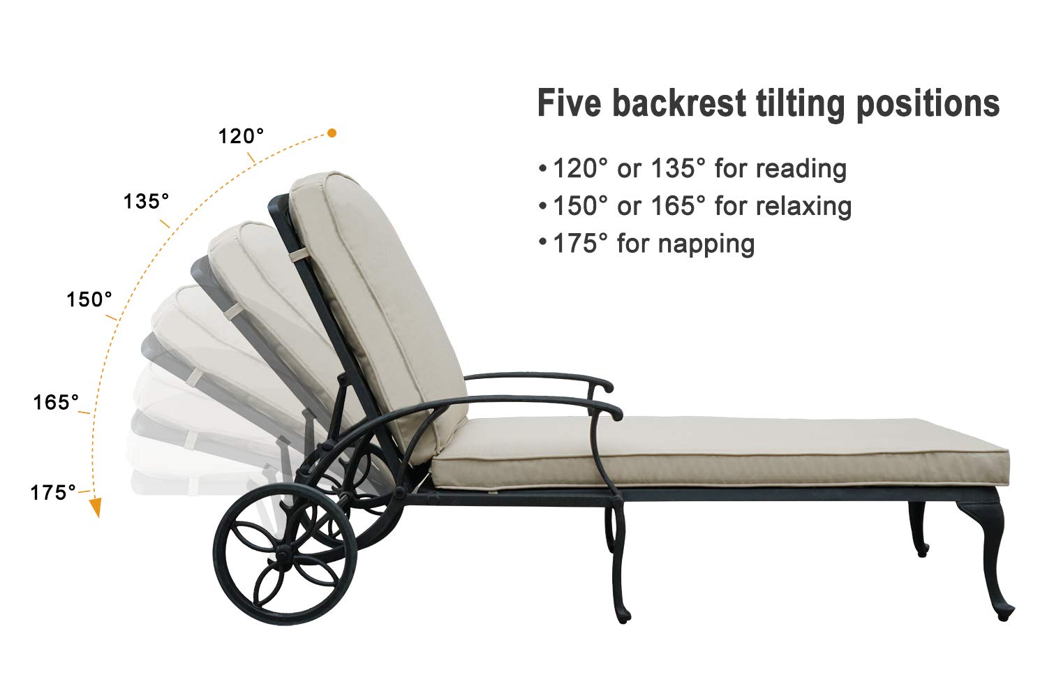 Chaise Lounge Chair with Cushions