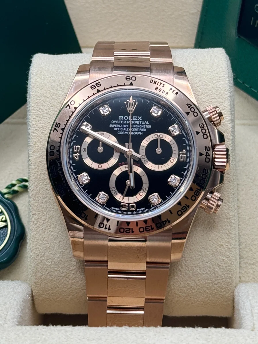 【Super Clone】RRolex Daytona Rose Gold / Black / Diamond-Set  m126505-0002