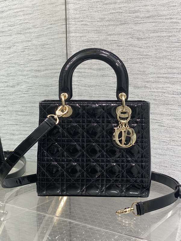 Dior Lady Dior Mini Bag Black Patent