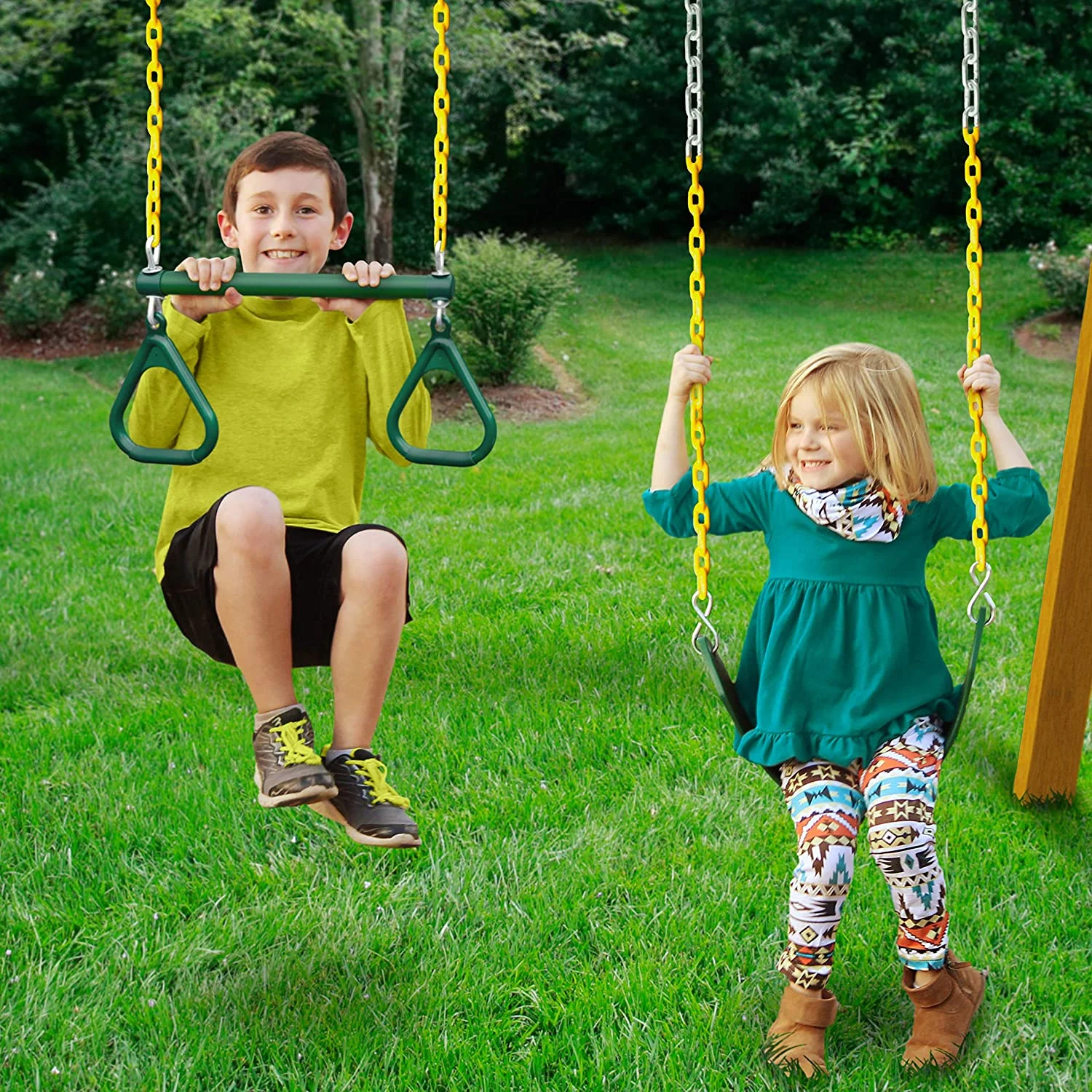Treasure Trove I Swing Set with Wood Roof