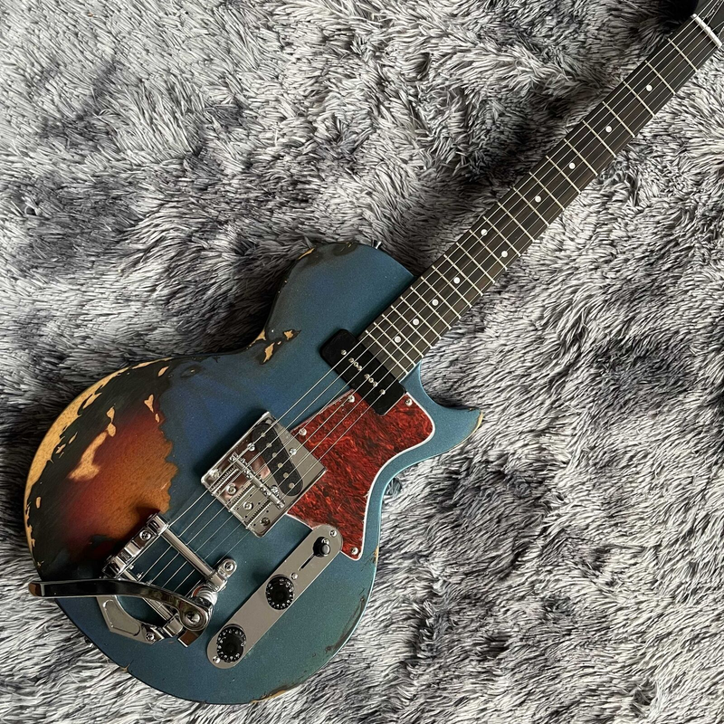 Hot Sale Blue Make The Old One Special-shaped Unique Electric Guitar 2022 New