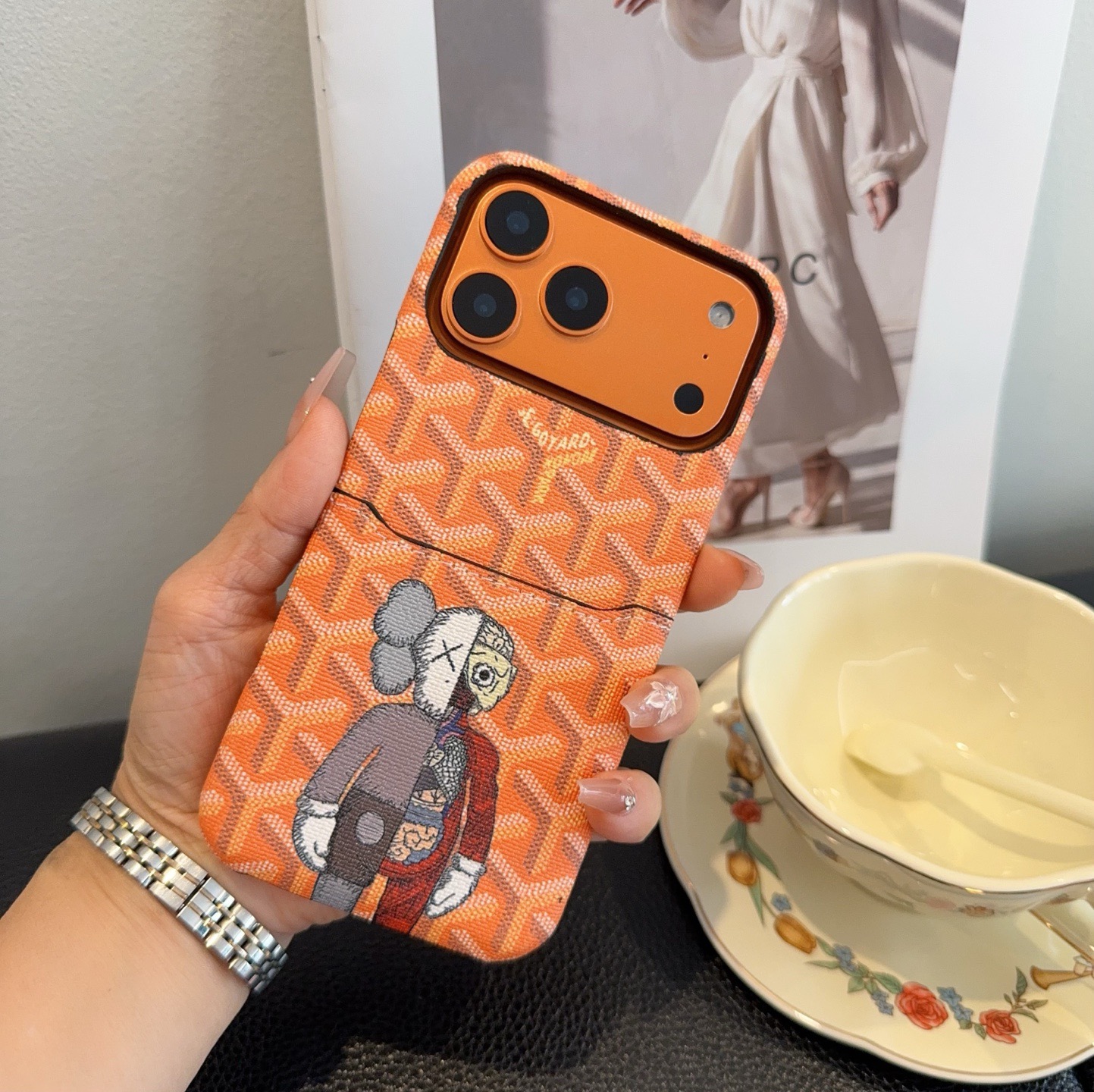 Goyard X KAWS Skeleton Collage Monogram Card Holder Luxury Phone Case