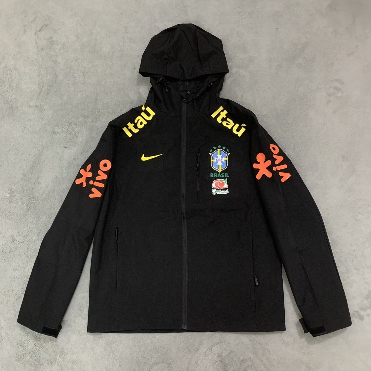 Brazilian Black Hooded Windbreaker
