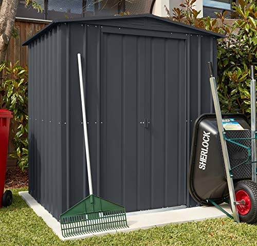 Anthracite Grey Metal Apex Roof Shed 6 x 5
