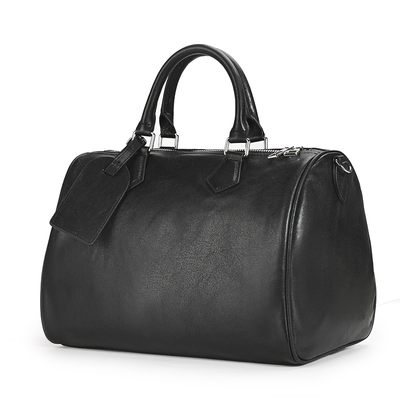 Black Full-Grain Leather Duffle Bag