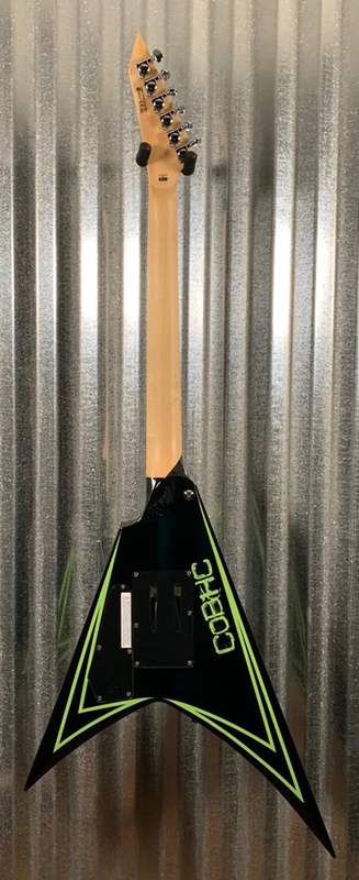 Alexi Laiho Green Sawtooth Flying V Electric Guitar, FSloyd Rose Tremolo Bridge