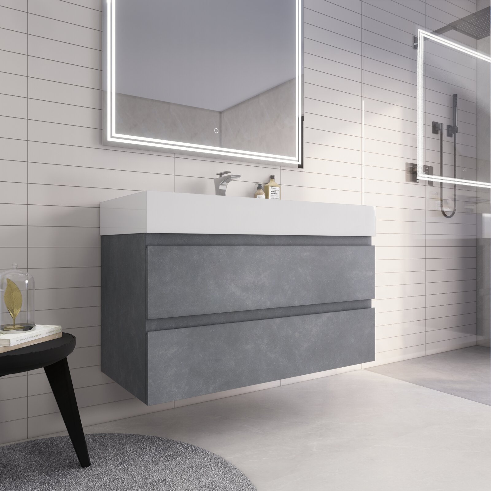 Newbold 42'' Wall-Mounted Single Bathroom Vanity Set