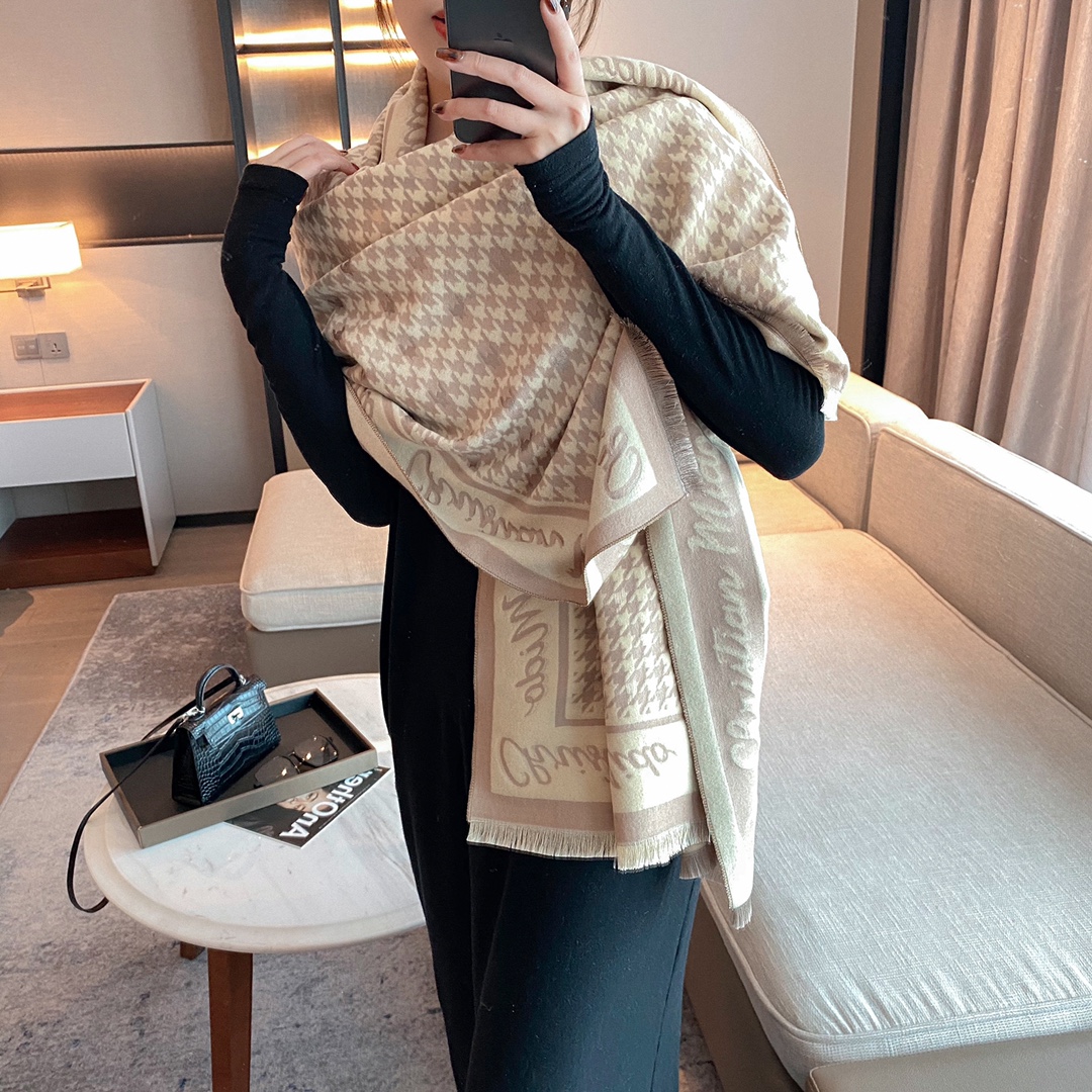 Dior Houndstooth Scarf Beige and Yellow product images