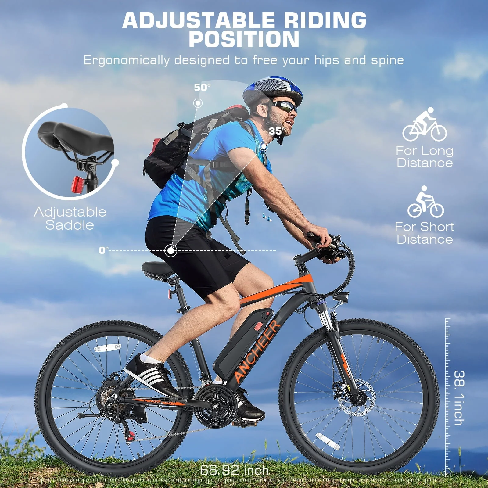 VIBESPARK 26in Electric Mountain Bike, 500W, 48V 7.8Ah