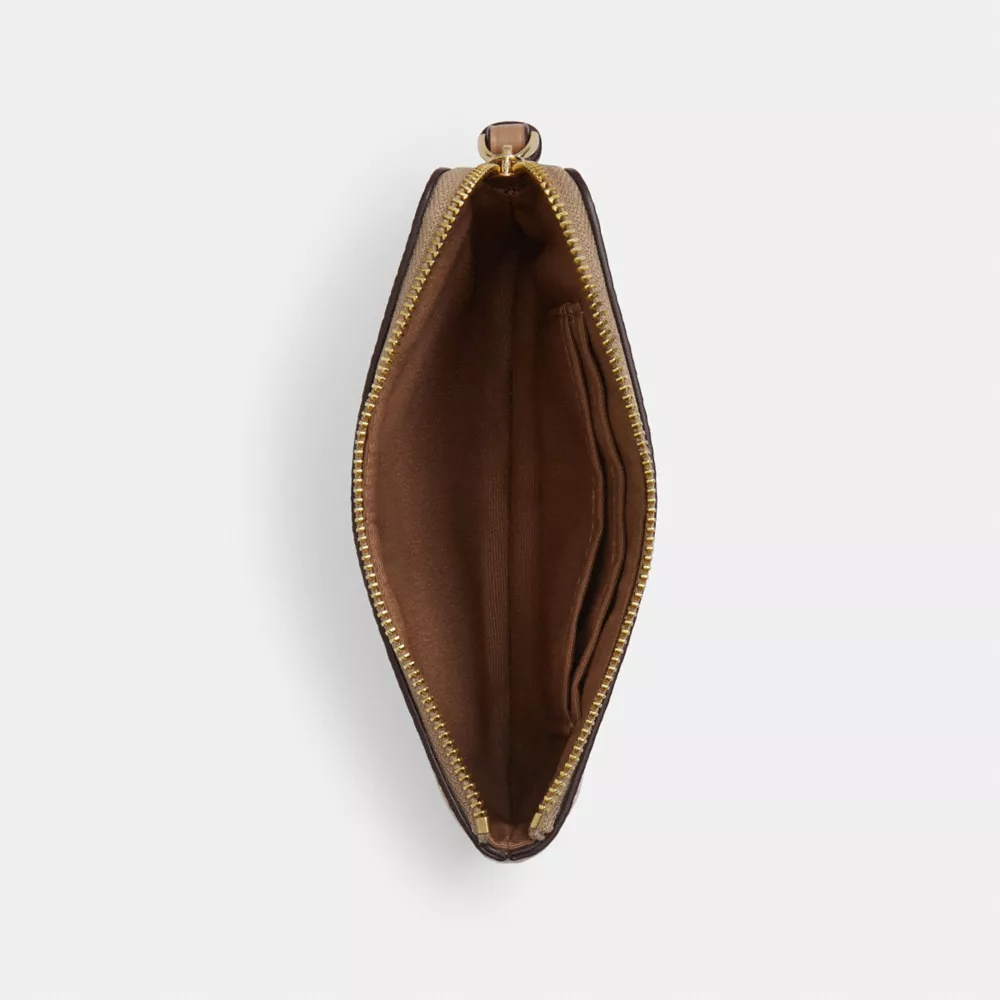 Corner Zip Wristlet In Signature Canvas With Lips Print